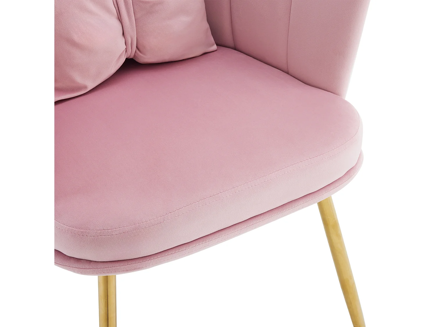 Set di 4 sedie in velluto - con schienale a forma di petalo - gambe in metallo dorato - Rosa