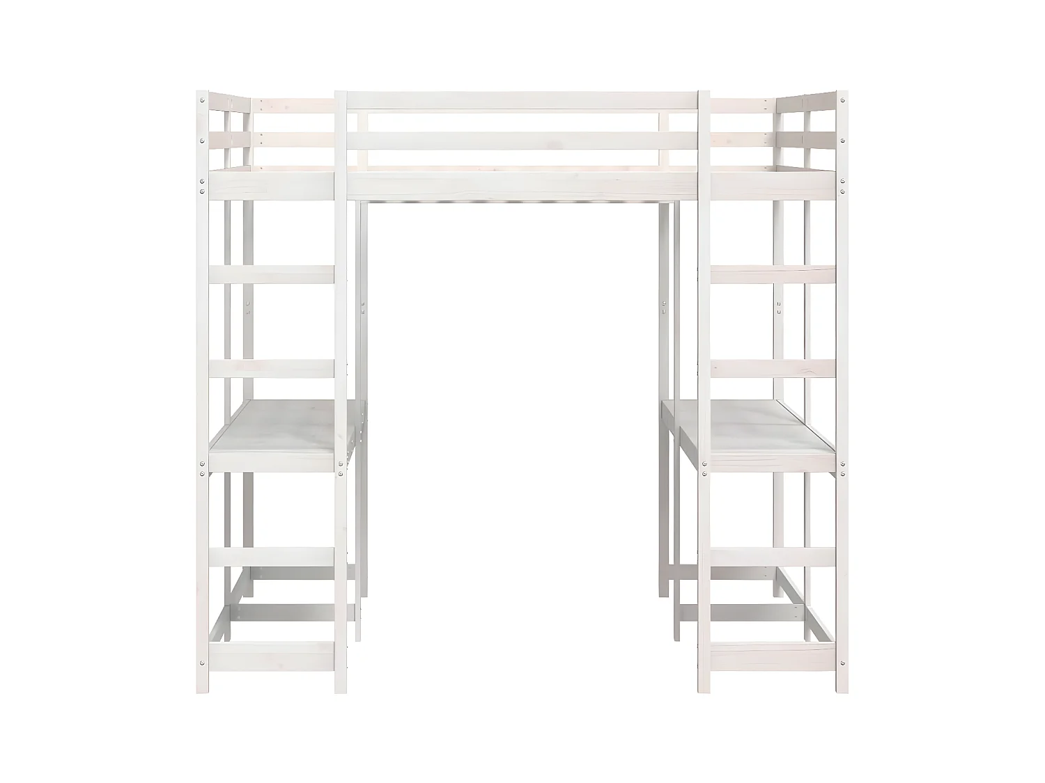 Lit superposé et bureau et échelle 160x200cm bois de pin massif