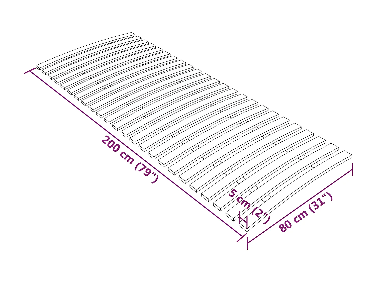 Sommier à lattes avec 24 lattes 80x200 cm