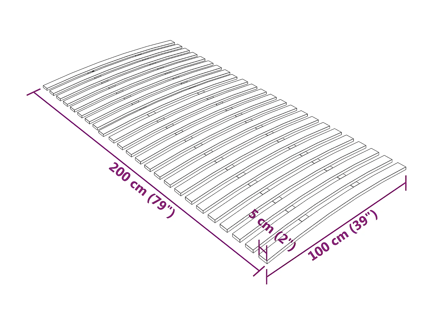 Estrado de ripas com 24 ripas 100x200 cm