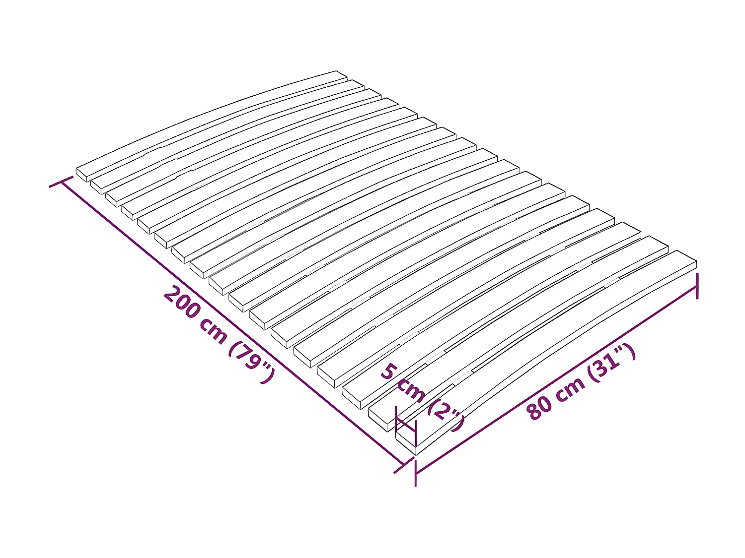 Estrado de ripas com 17 ripas 80x200 cm