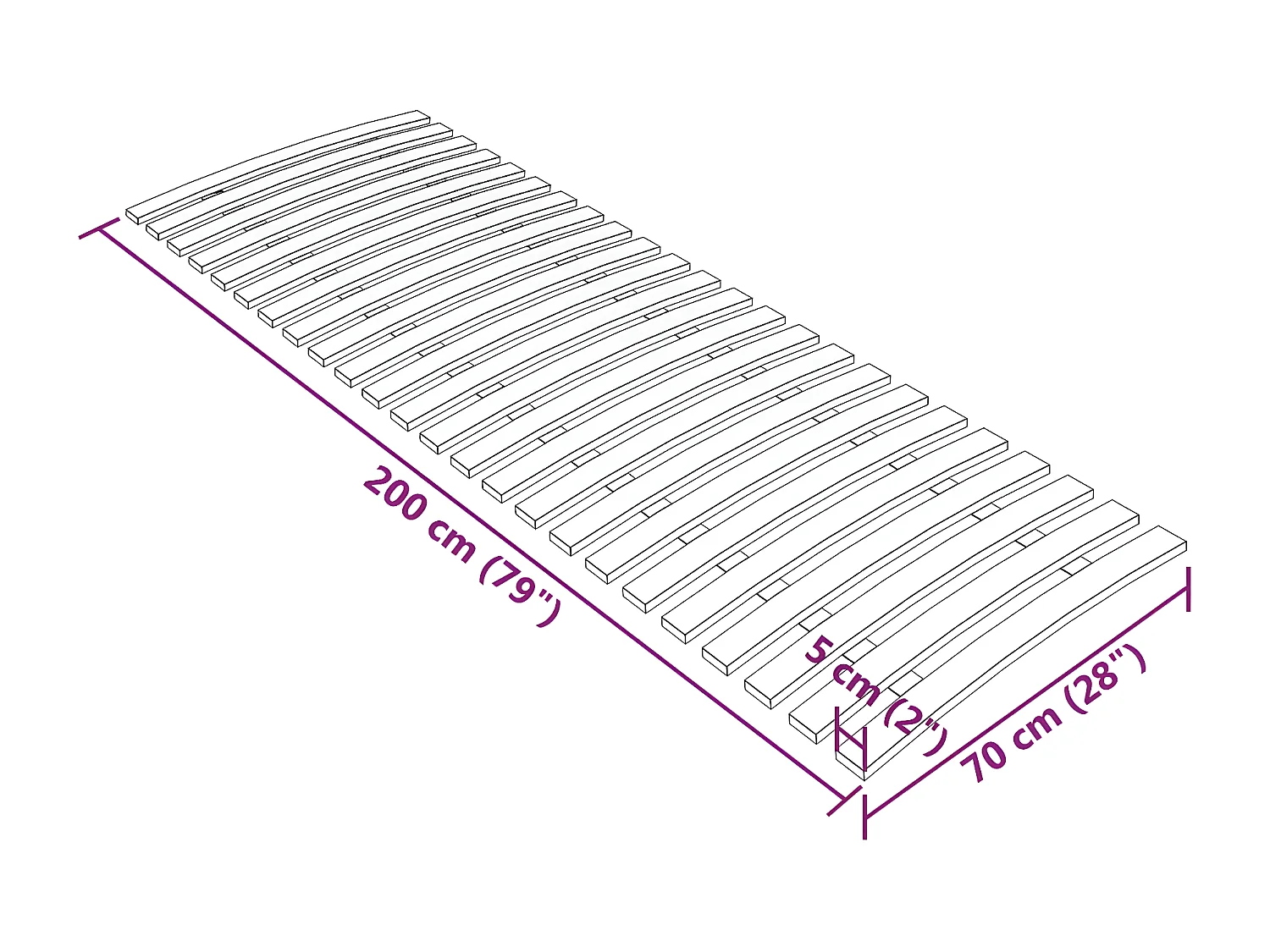 Somier de láminas con 24 listones 70x200 cm