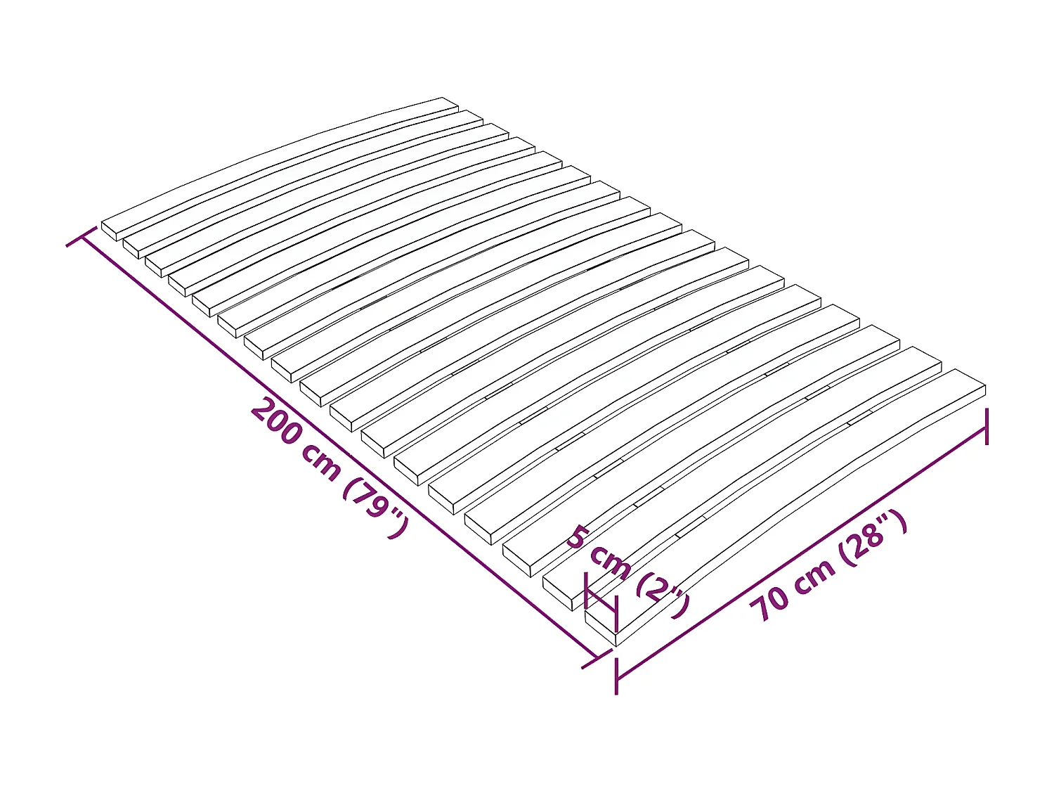 Somier de láminas con 17 listones 70x200 cm