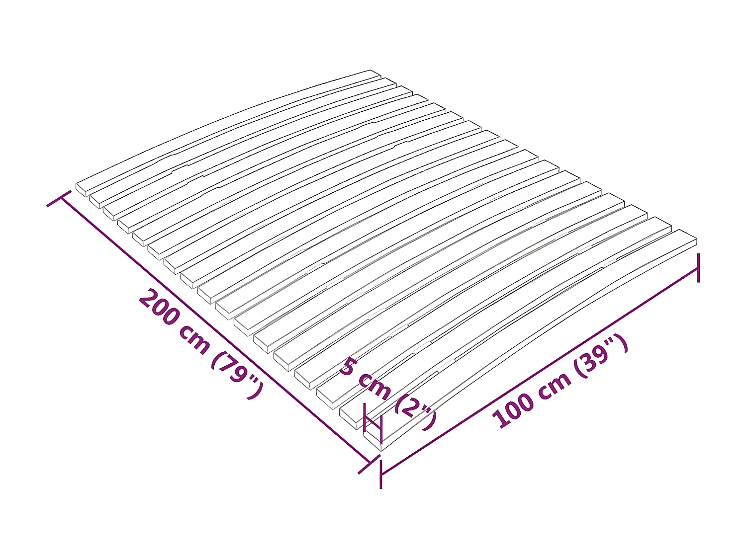 Sommier à lattes avec 17 lattes 100x200 cm