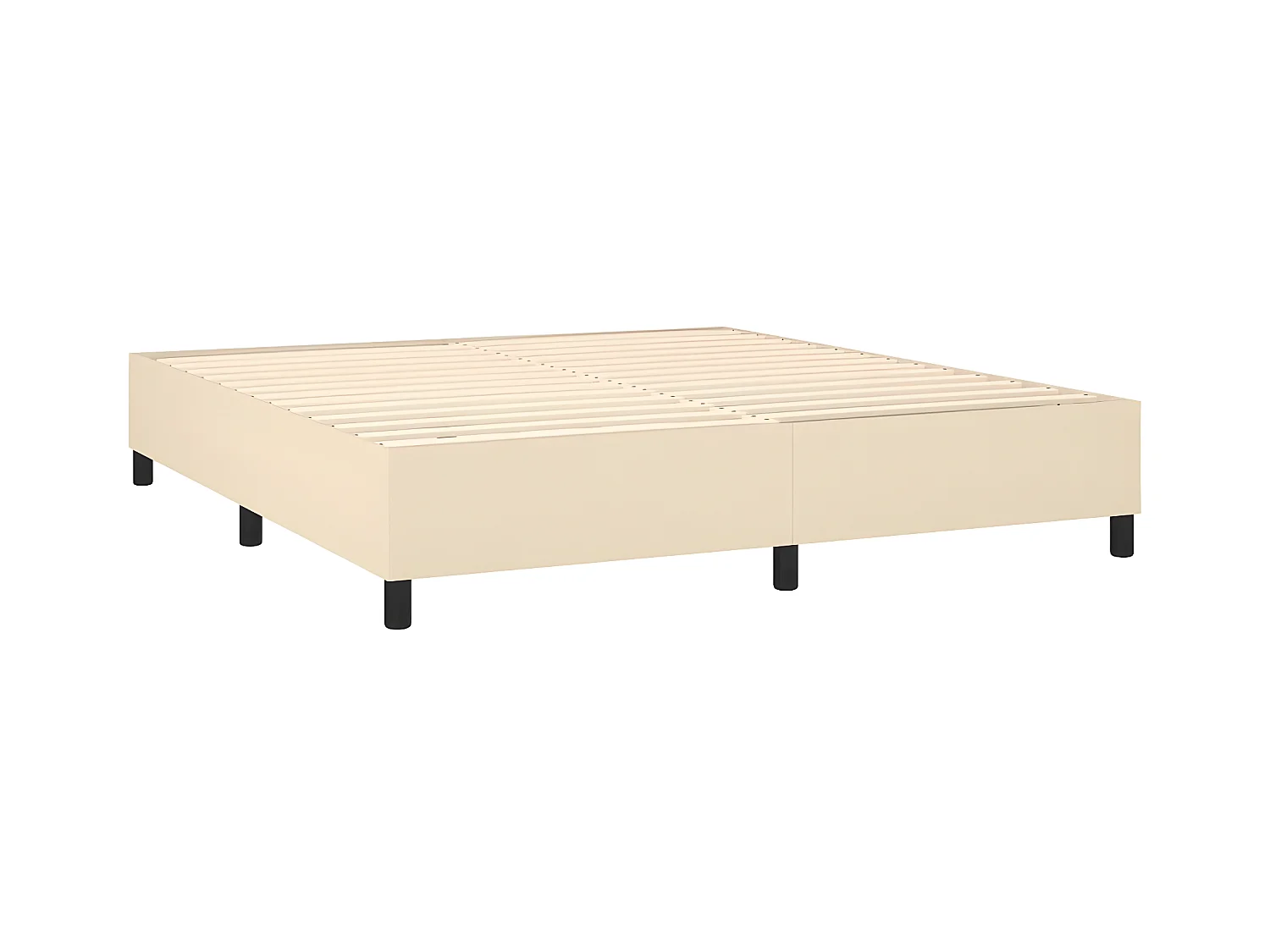 Sommier tapissier avec matelas et LED Crème 160x200 cm Tissu