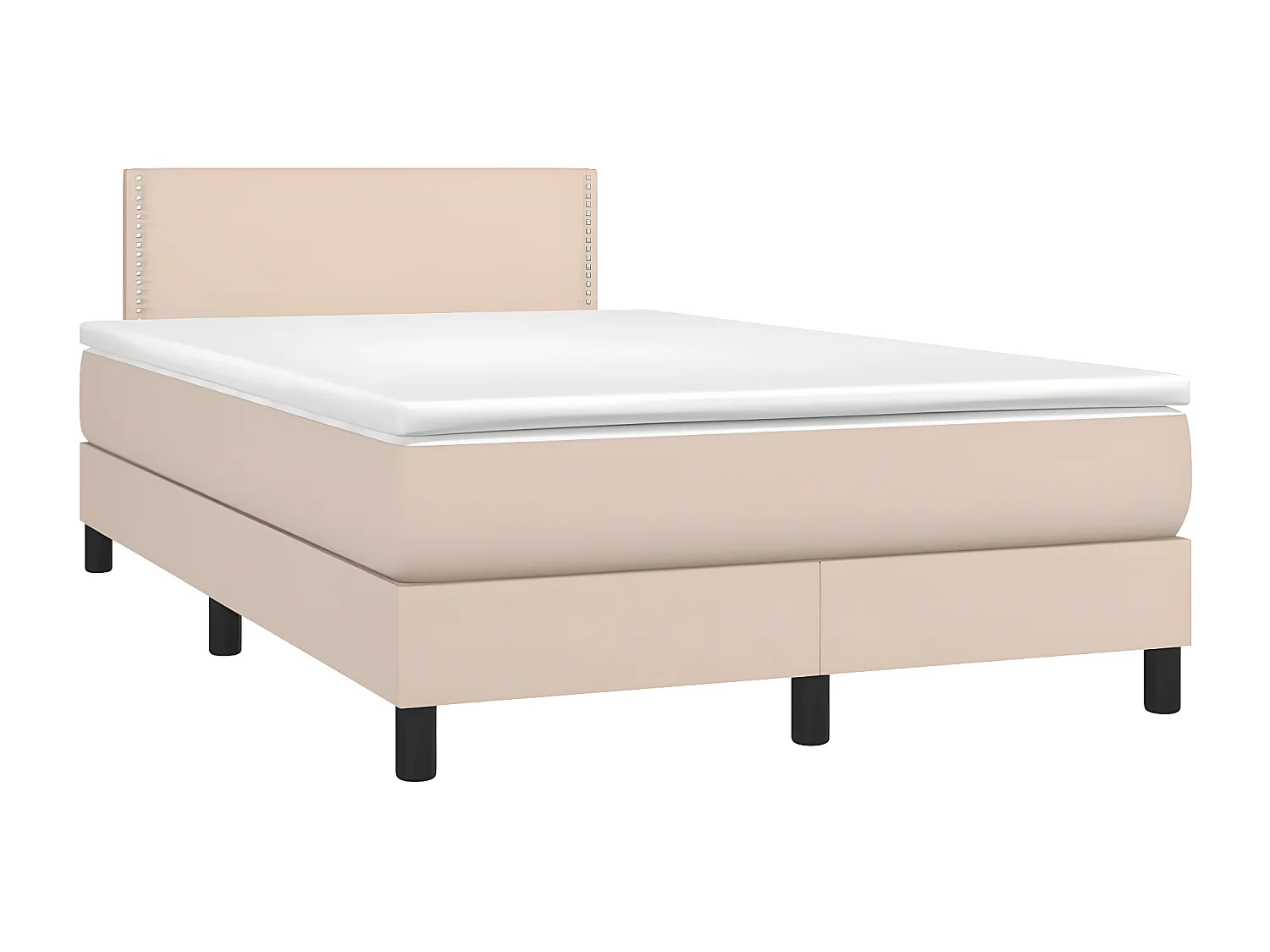 Cama box spring colchón LED cuero sintético capuchino 120x200cm