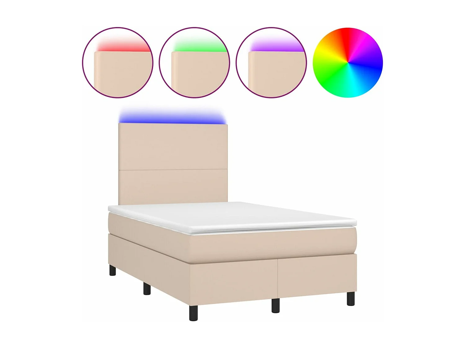Sommier tapissier matelas LED Cappuccino 120x200 cm Similicuir