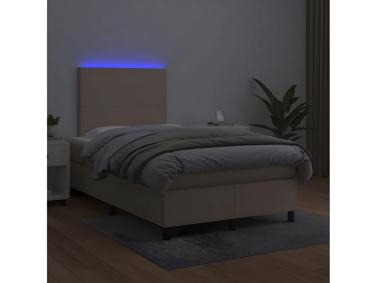 Sommier tapissier matelas LED Cappuccino 120x200 cm Similicuir