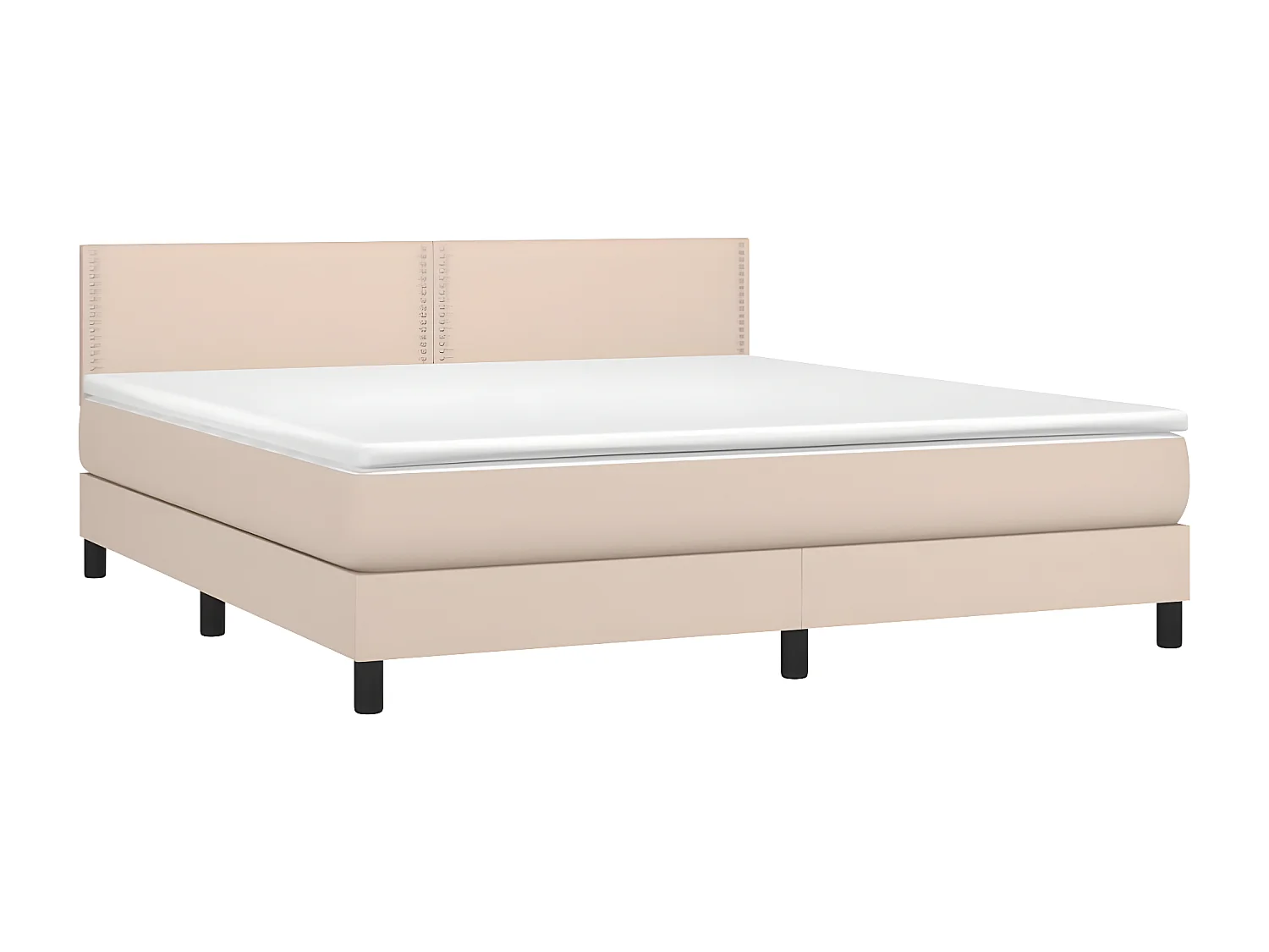 Sommier tapissier matelas LED Cappuccino 160x200 cm Similicuir