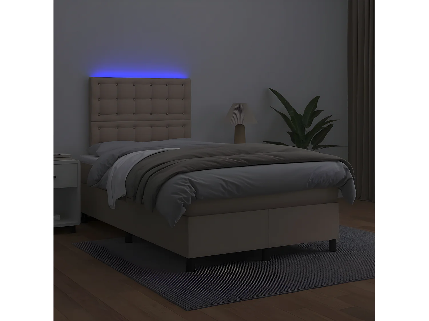 Sommier tapissier matelas LED Cappuccino 120x200 cm Similicuir