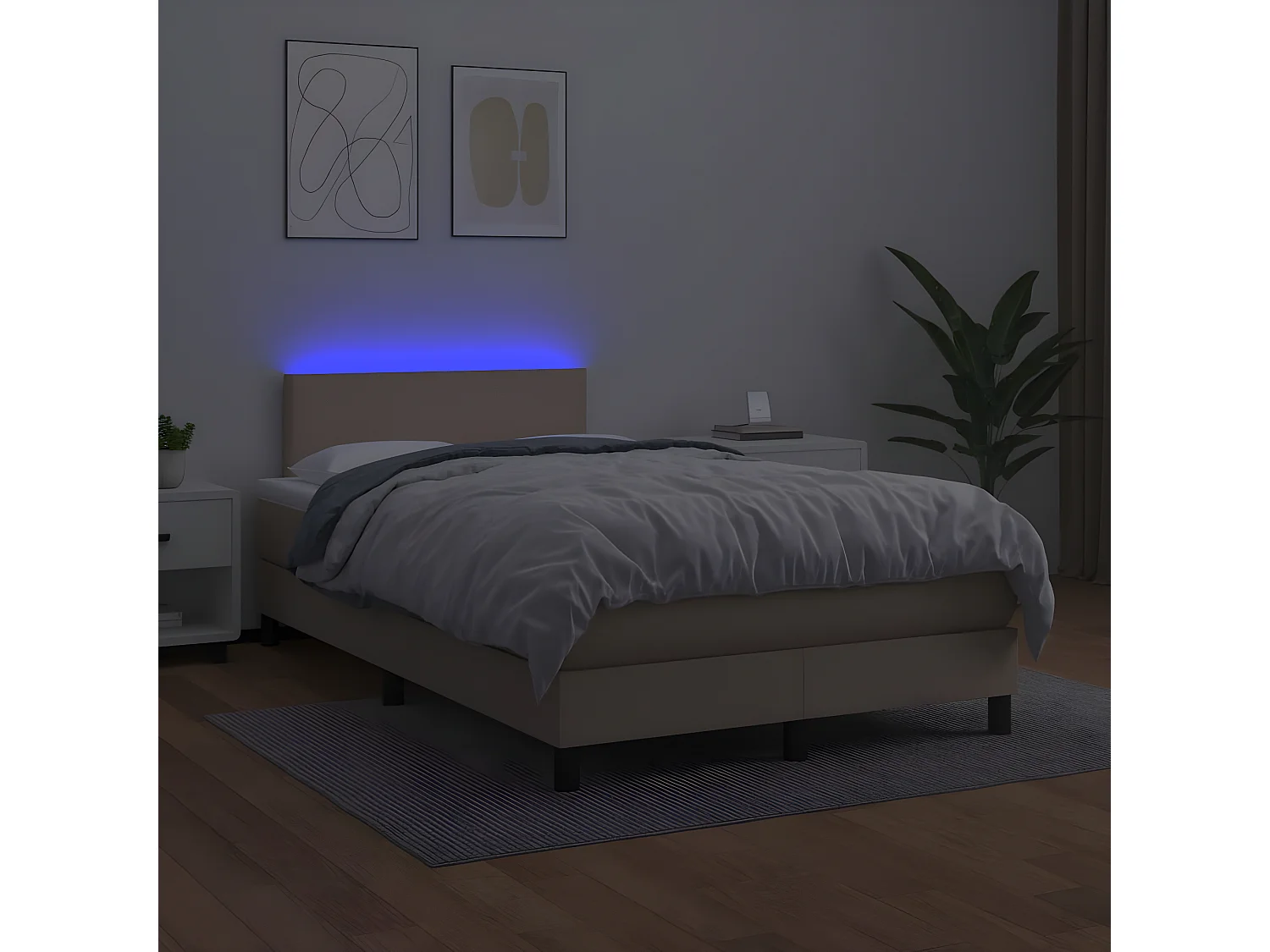 Sommier tapissier matelas LED Cappuccino 120x200 cm Similicuir