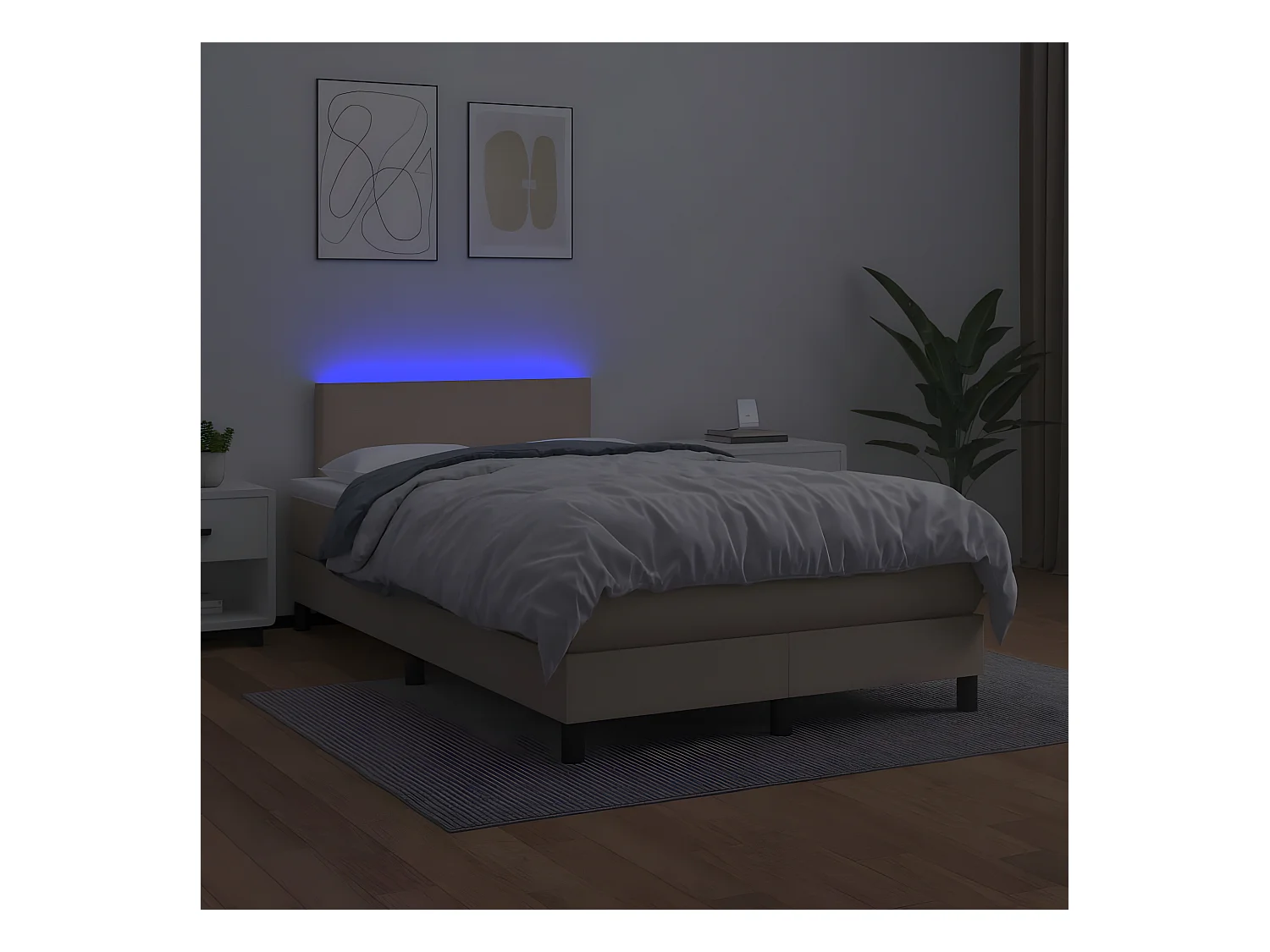 Sommier tapissier matelas LED Cappuccino 120x200 cm Similicuir