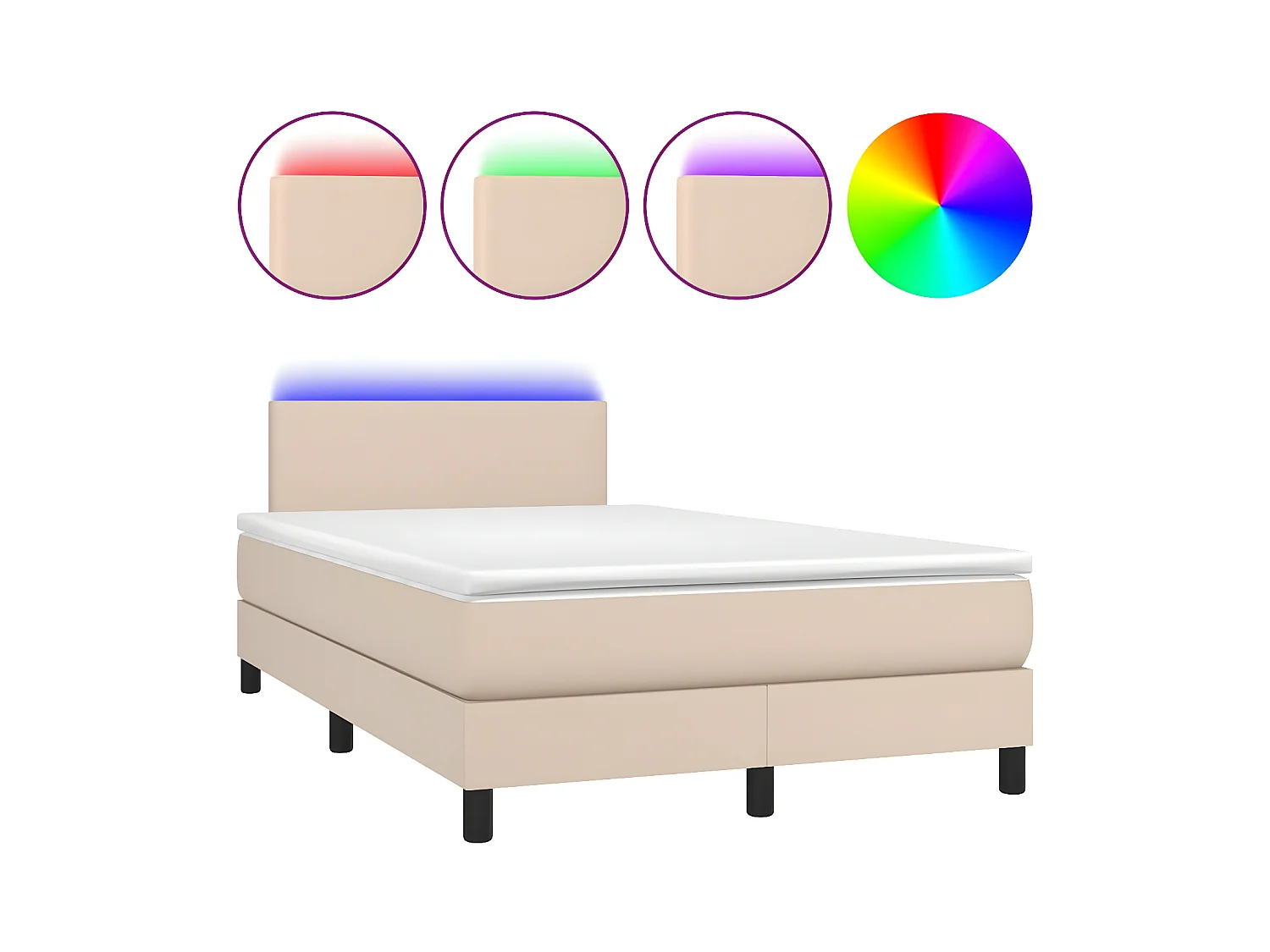 Sommier tapissier matelas LED Cappuccino 120x200 cm Similicuir