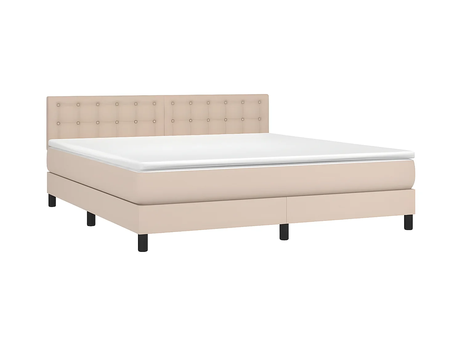 Sommier tapissier matelas LED Cappuccino 180x200 cm Similicuir