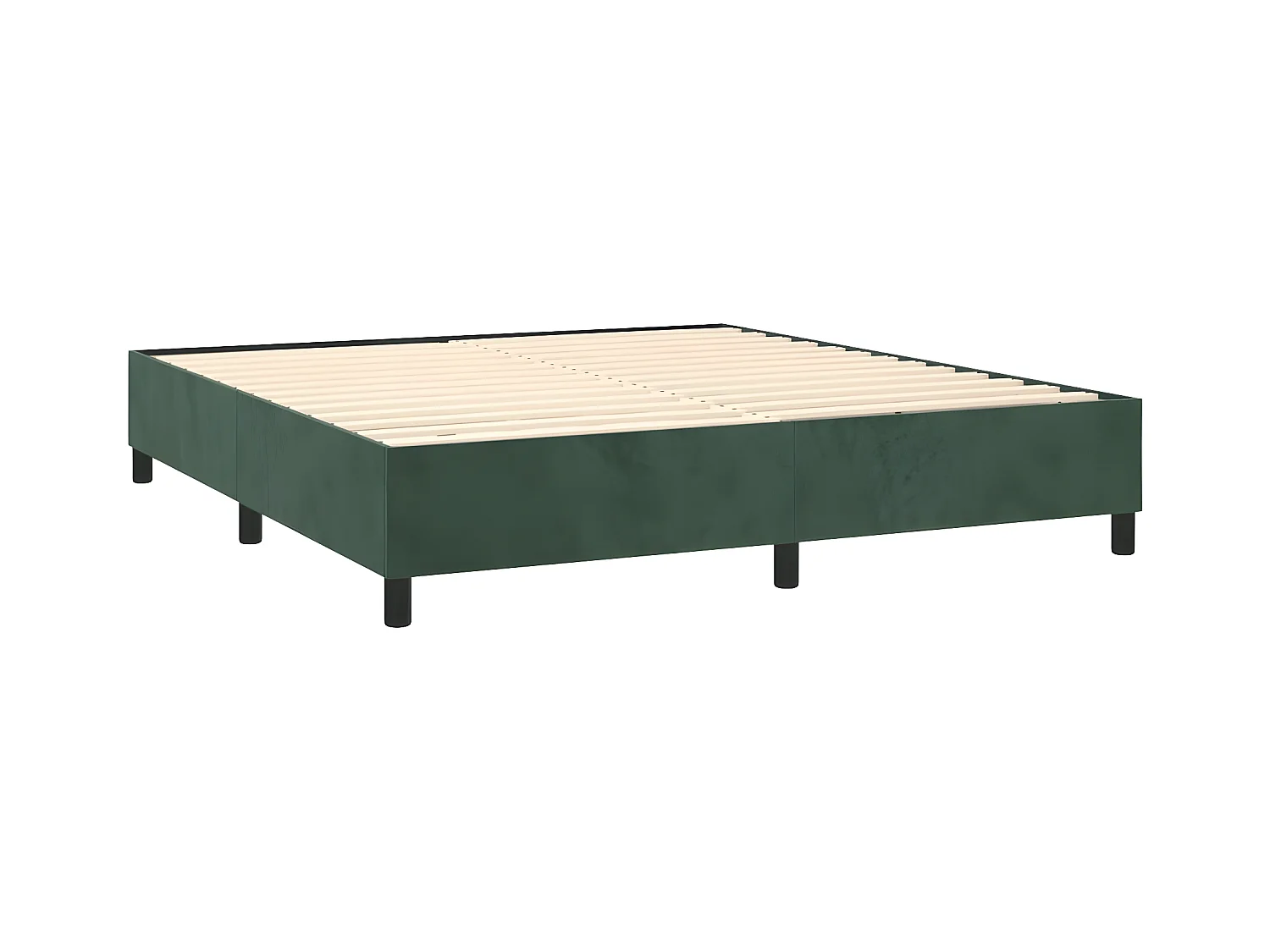 Cama box spring colchón y LED terciopelo verde oscuro 160x200cm