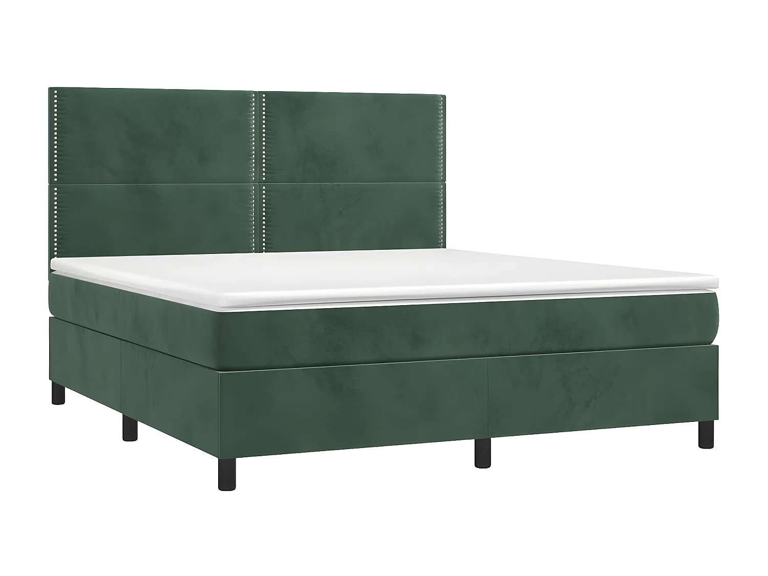 Sommier tapissier matelas et LED Vert foncé 160x200 cm Velours