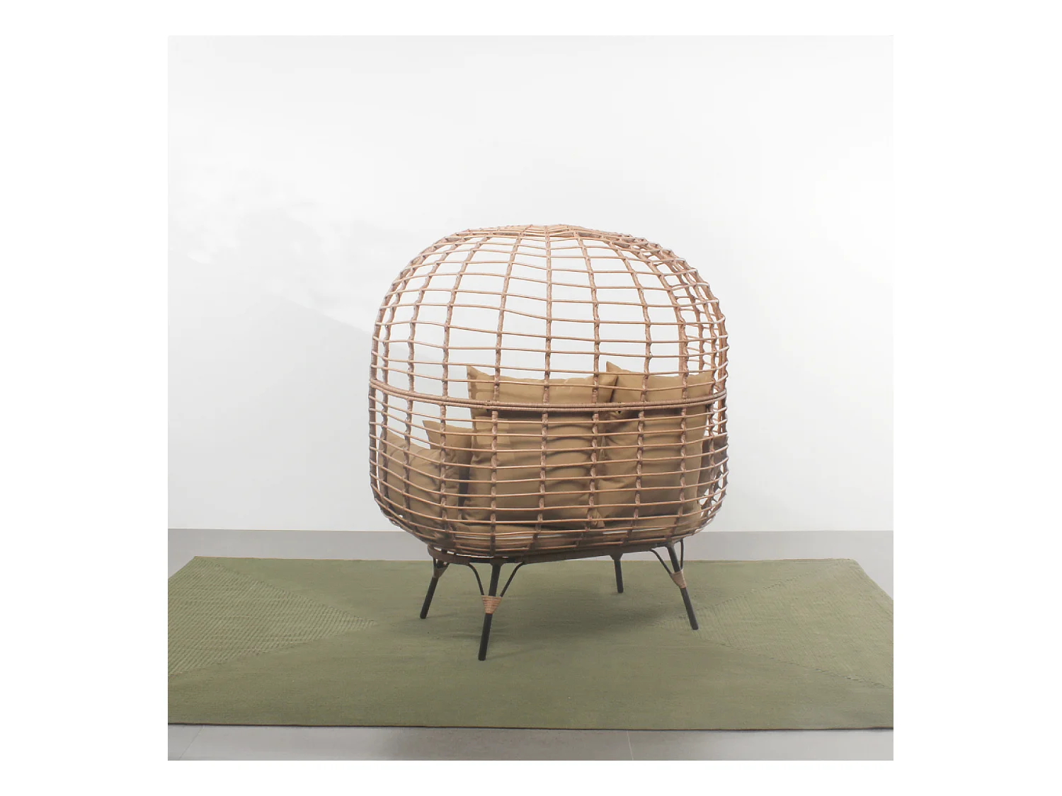Fauteuil sur pied 2 place en résine effet rotin JANE