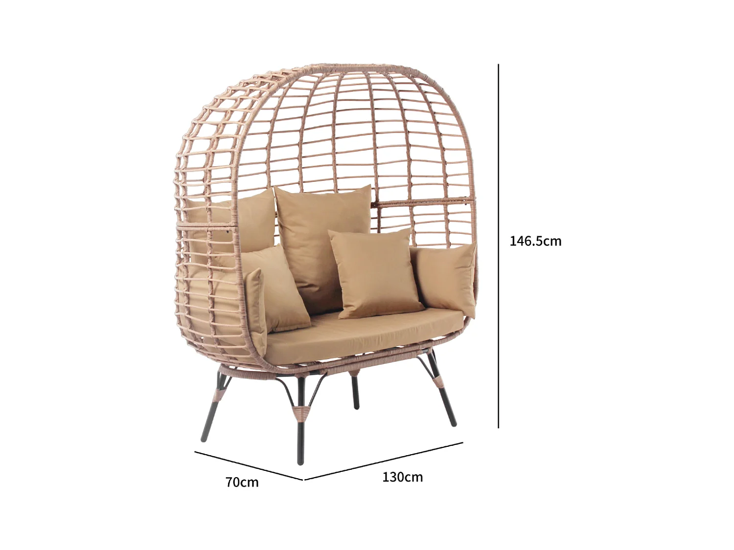 Fauteuil sur pied 2 place en résine effet rotin JANE
