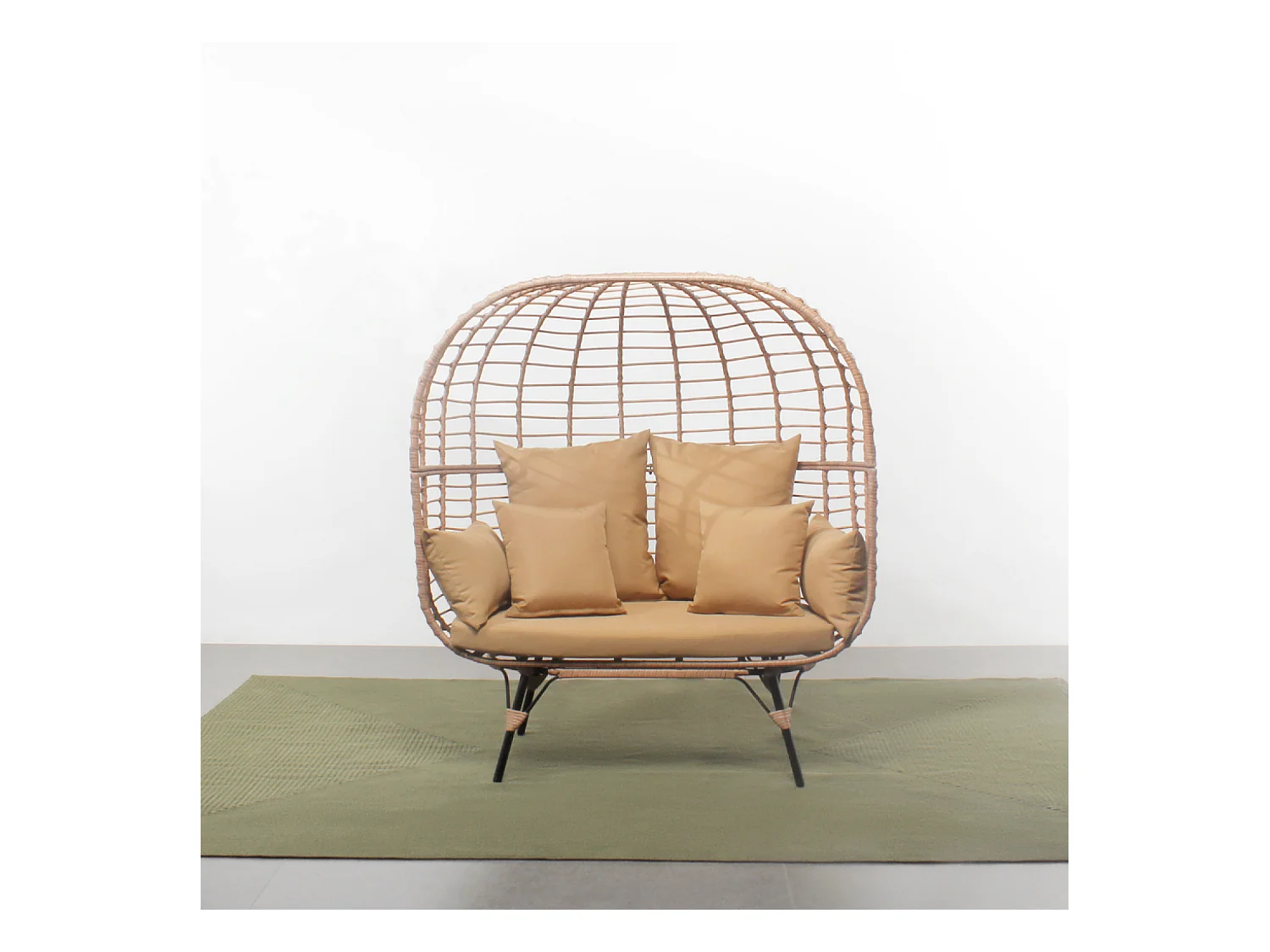 Fauteuil sur pied 2 place en résine effet rotin JANE