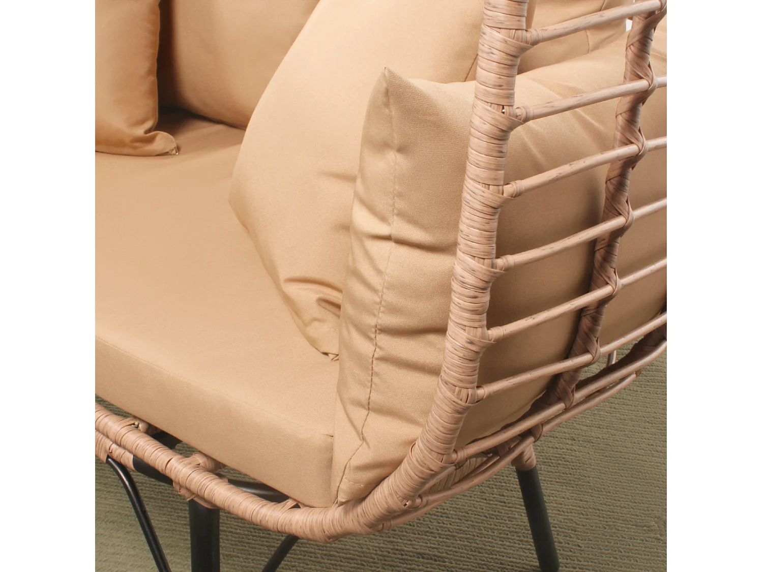 Fauteuil sur pied 2 place en résine effet rotin JANE