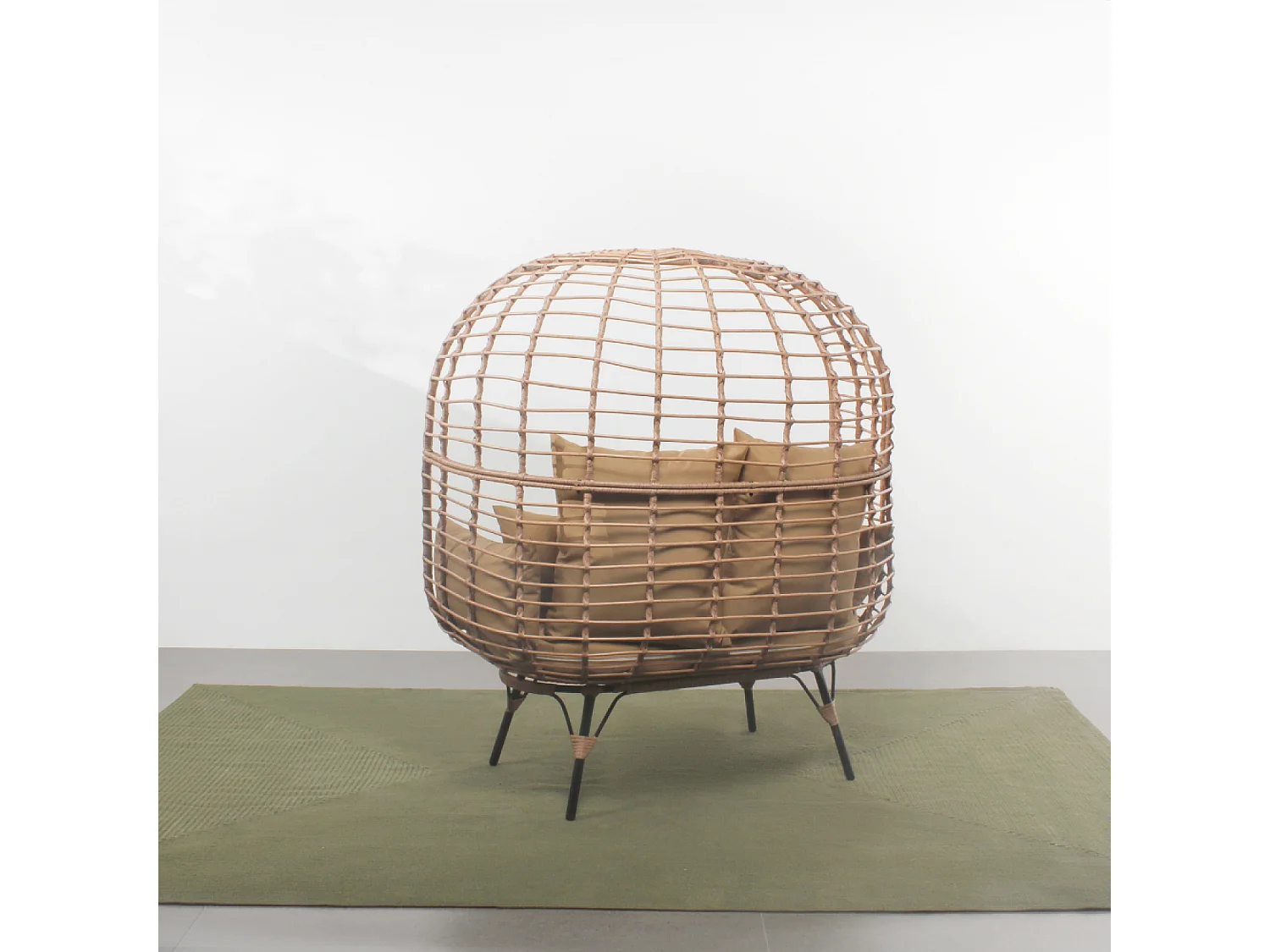 Fauteuil sur pied 2 place en résine effet rotin JANE