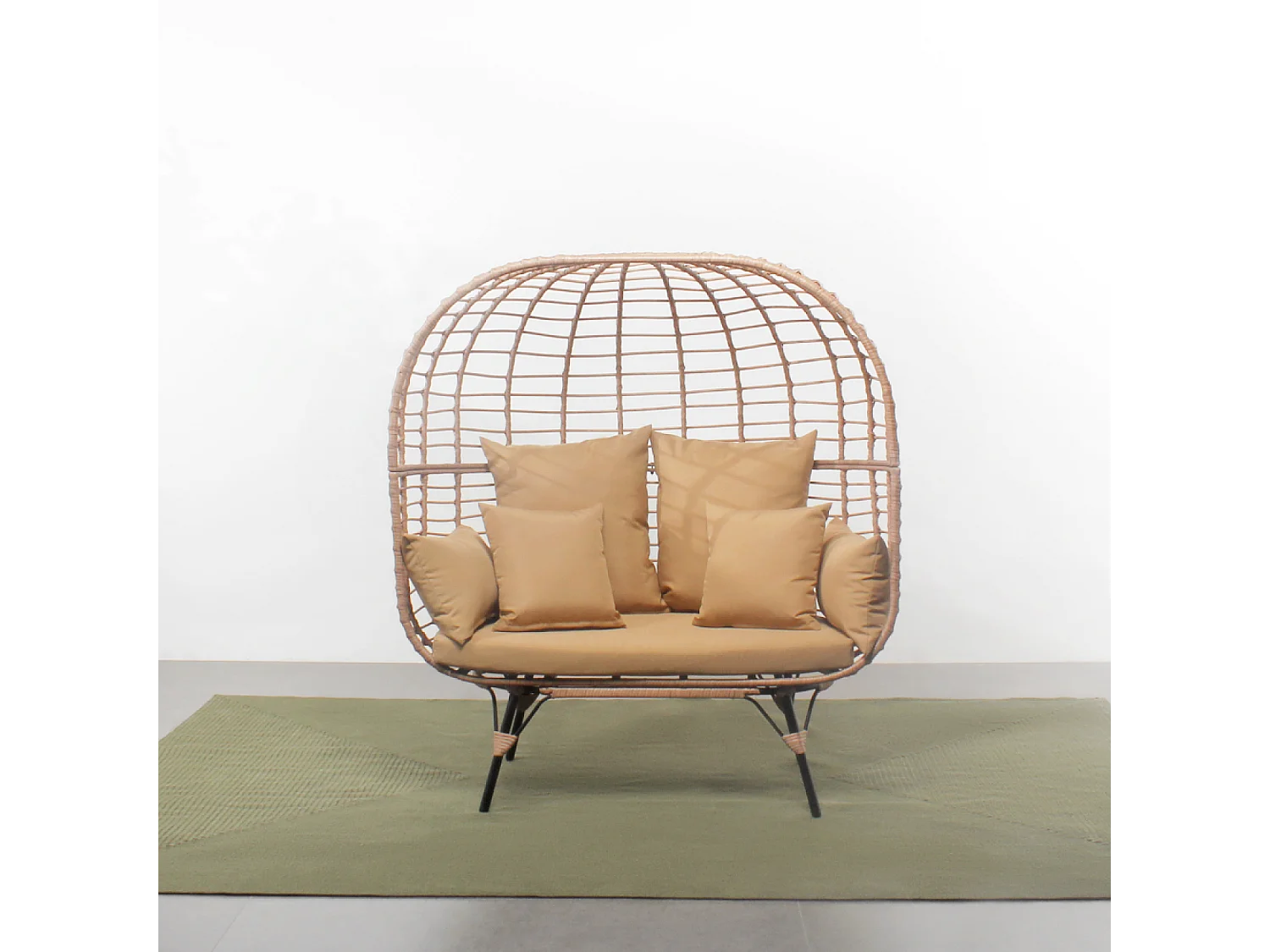 Fauteuil sur pied 2 place en résine effet rotin JANE