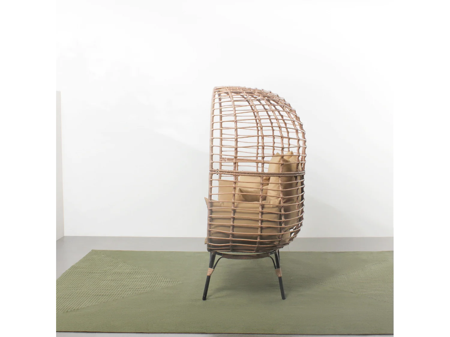 Fauteuil sur pied 2 place en résine effet rotin JANE