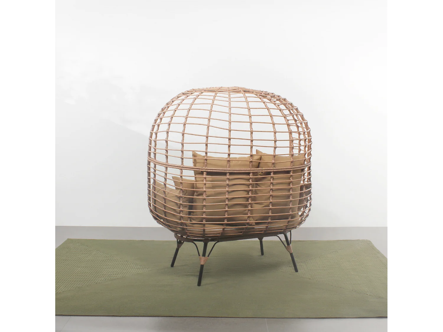 Fauteuil sur pied 2 place en résine effet rotin JANE