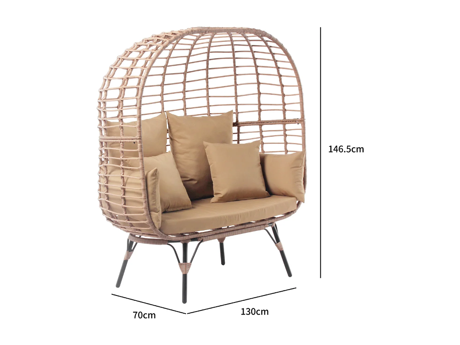 Fauteuil sur pied 2 place en résine effet rotin JANE