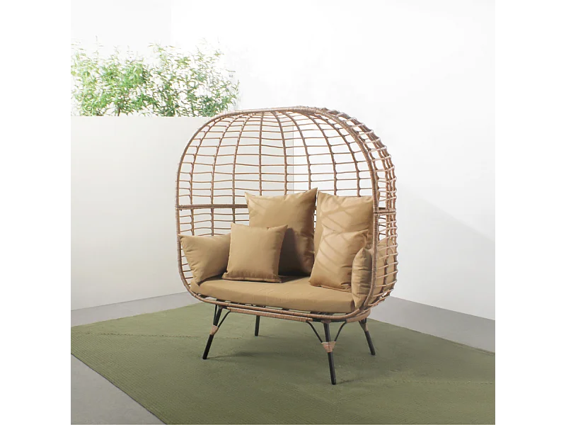 Poltrona a 2 posti indipendente in resina effetto rattan JANE