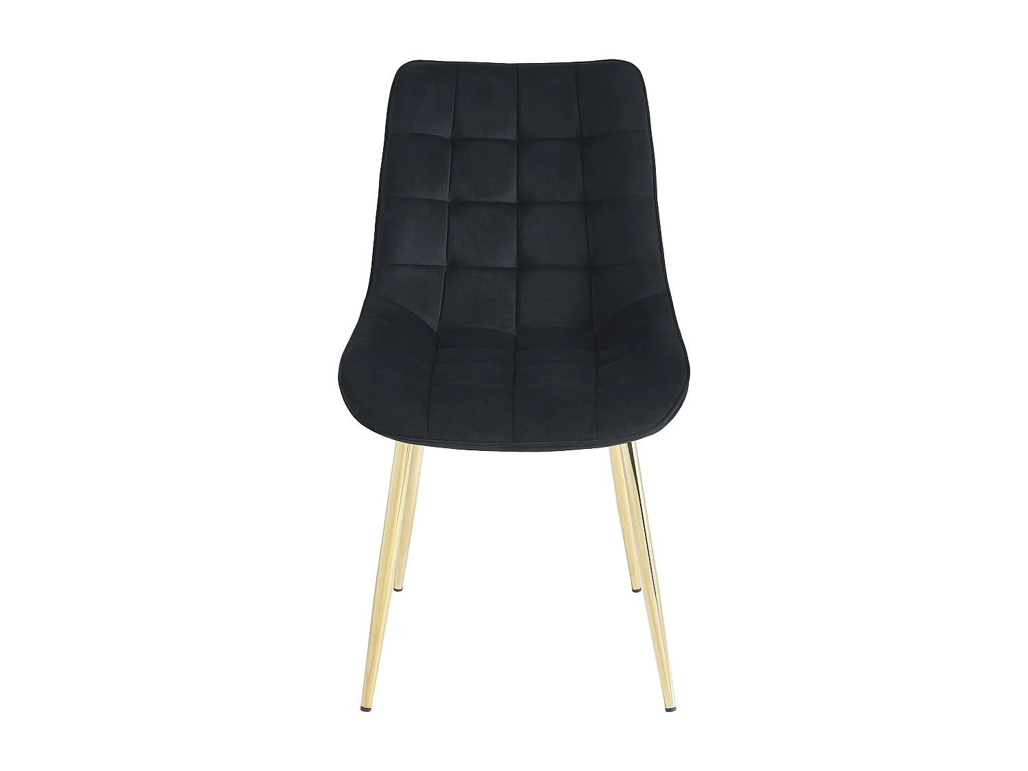 Lot de 6 chaises matelassées en velours et métal doré - Noir - OLLUA