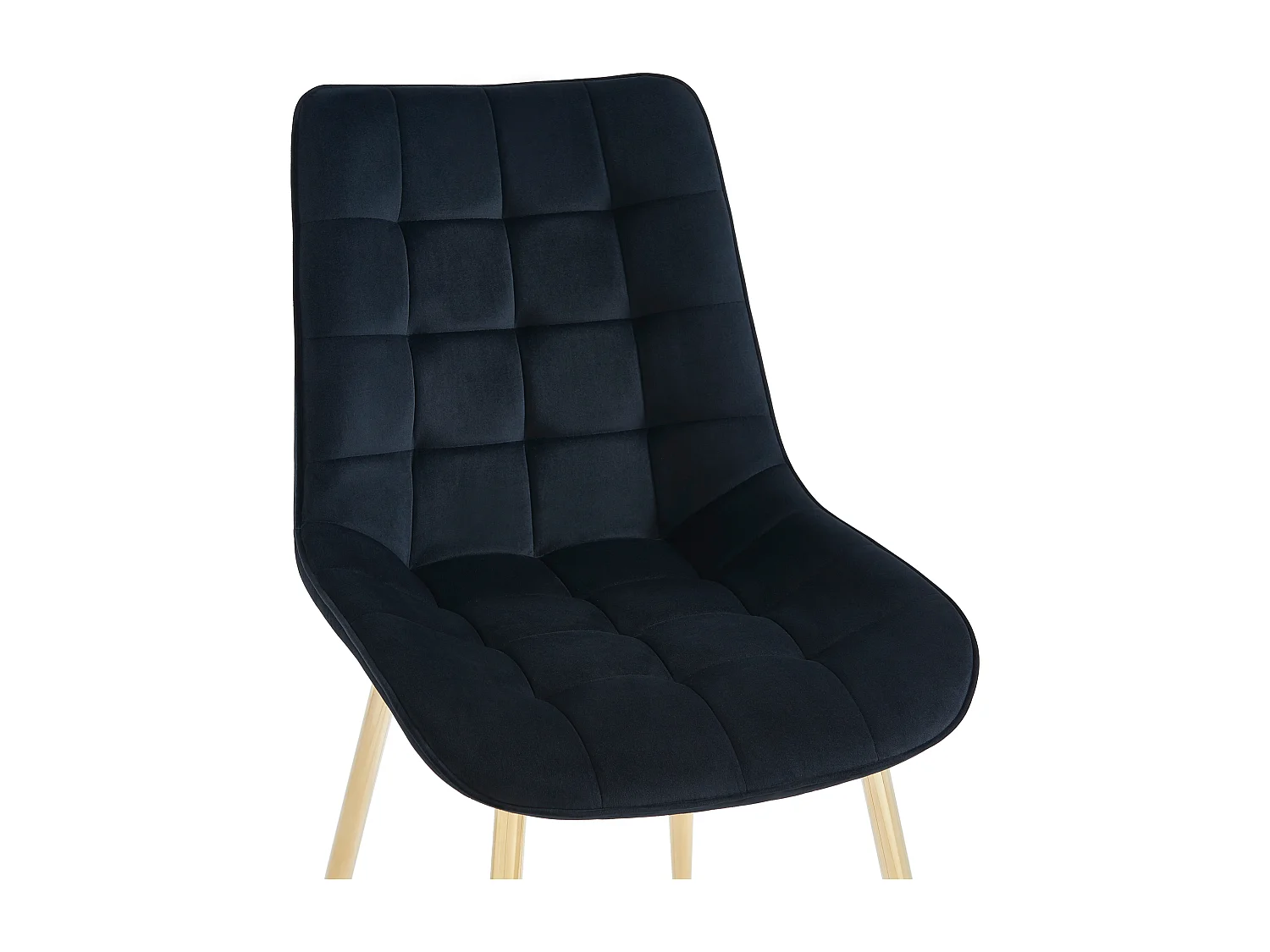 Lot de 6 chaises matelassées en velours et métal doré - Noir - OLLUA