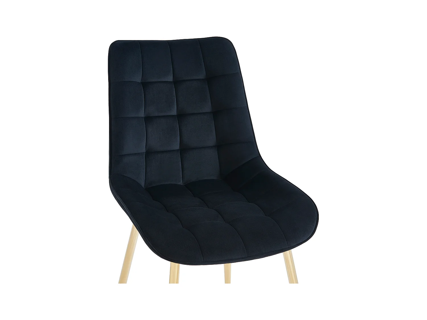 Sæt med 6 polstrede stole i fløjl og forgyldt metal - Sort - OLLUA