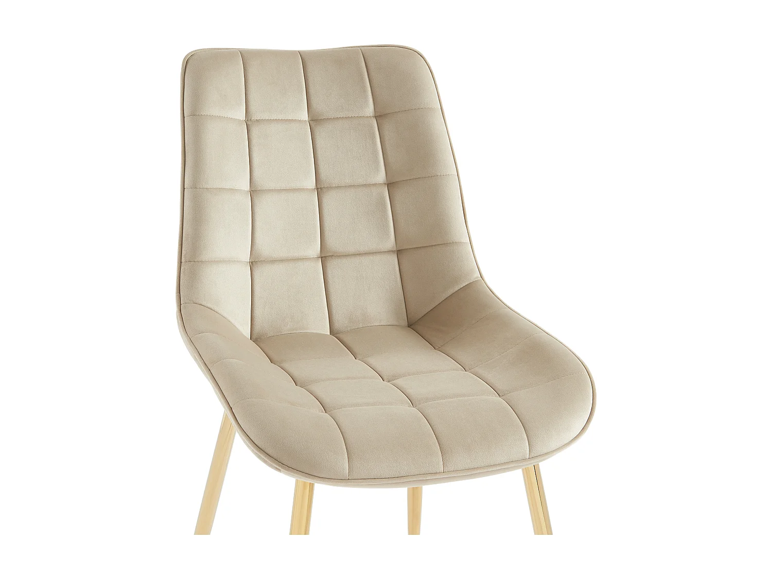 Lot de 6 chaises matelassées en velours et métal doré - Beige - OLLUA