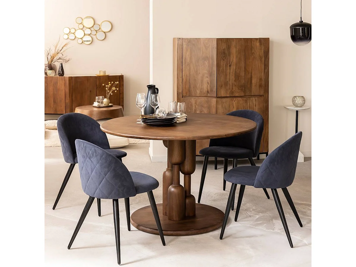 Table à manger ronde en bois de manguier Zola