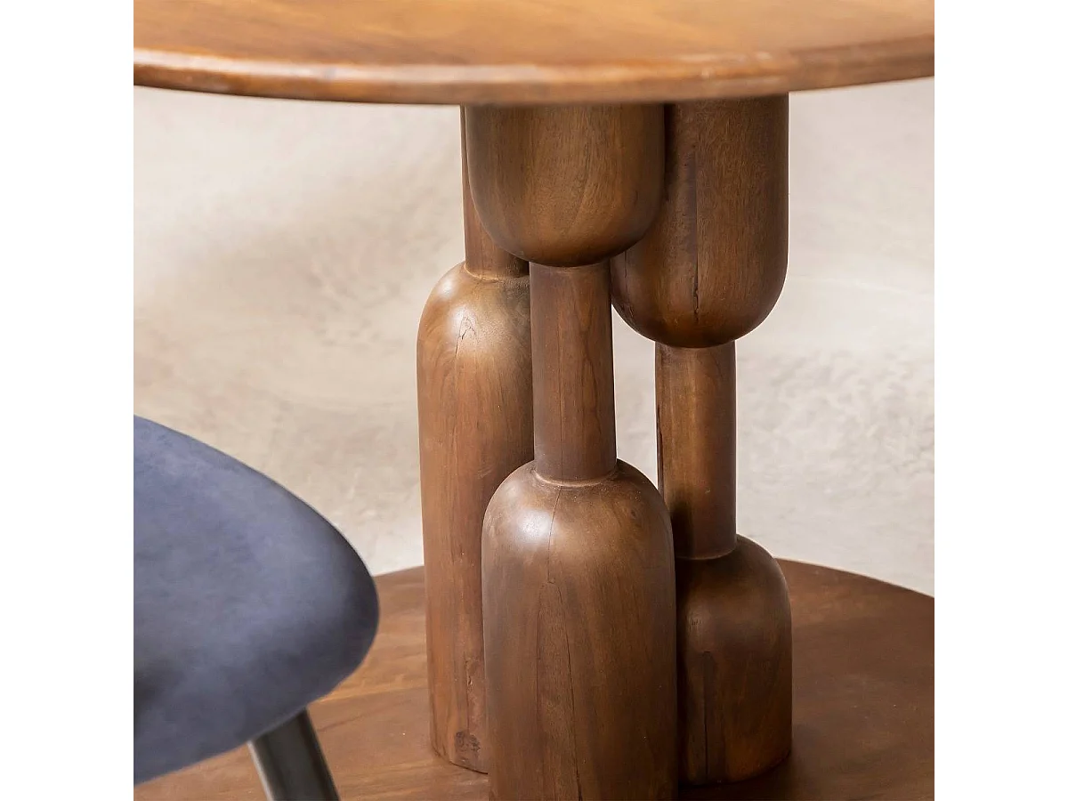 Table à manger ronde en bois de manguier Zola
