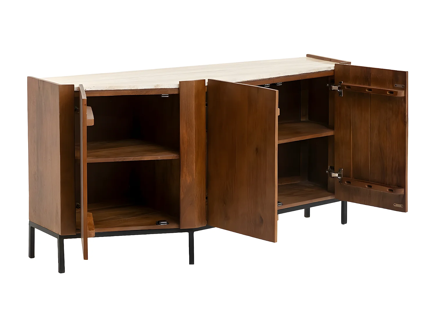 Buffet de madera de mango y travertino Azure, elegante diseño escandinavo