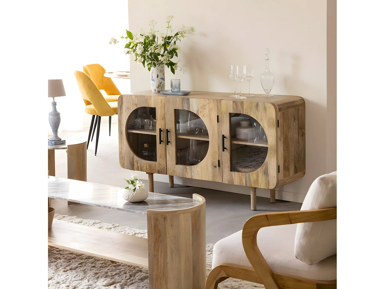 Buffet 3 portes en bois de manguier Nova