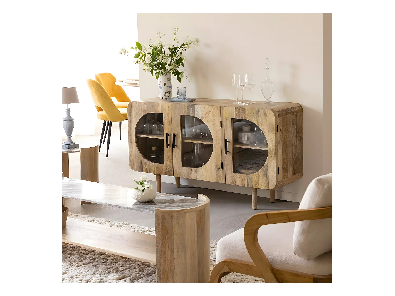 Buffet 3 portes en bois de manguier Nova