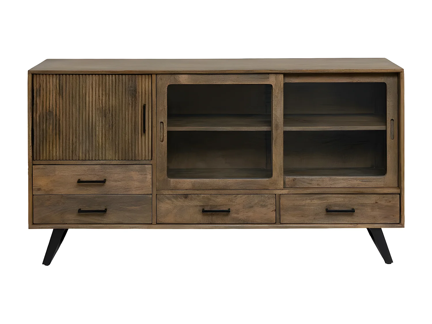 Buffet de madera de mango Joy con puertas de vidrio - Made in Meubles