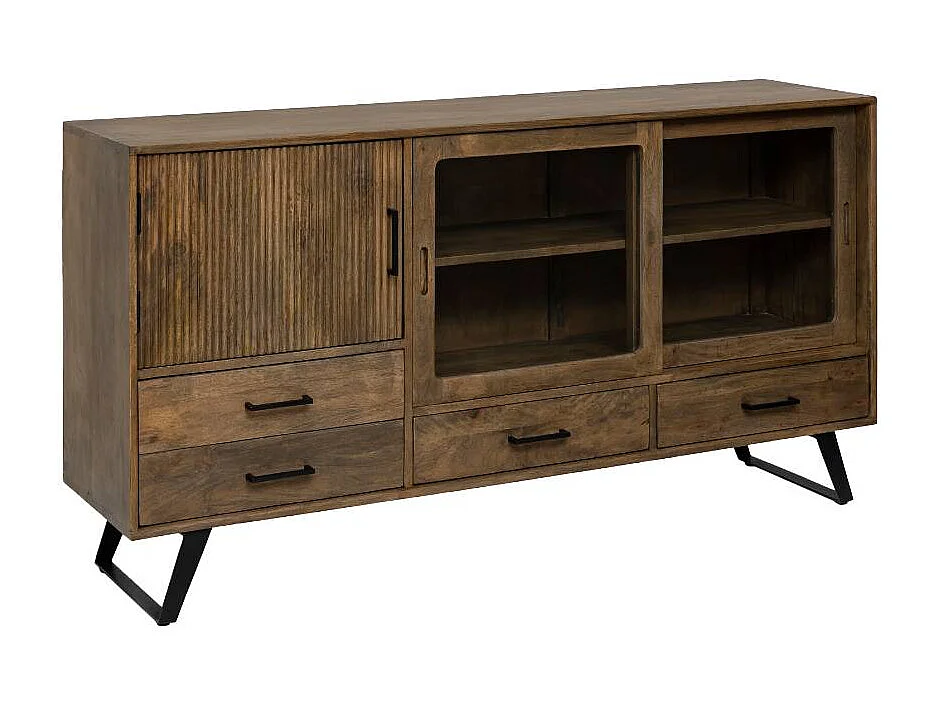 Buffet de madera de mango Joy con puertas de vidrio - Made in Meubles