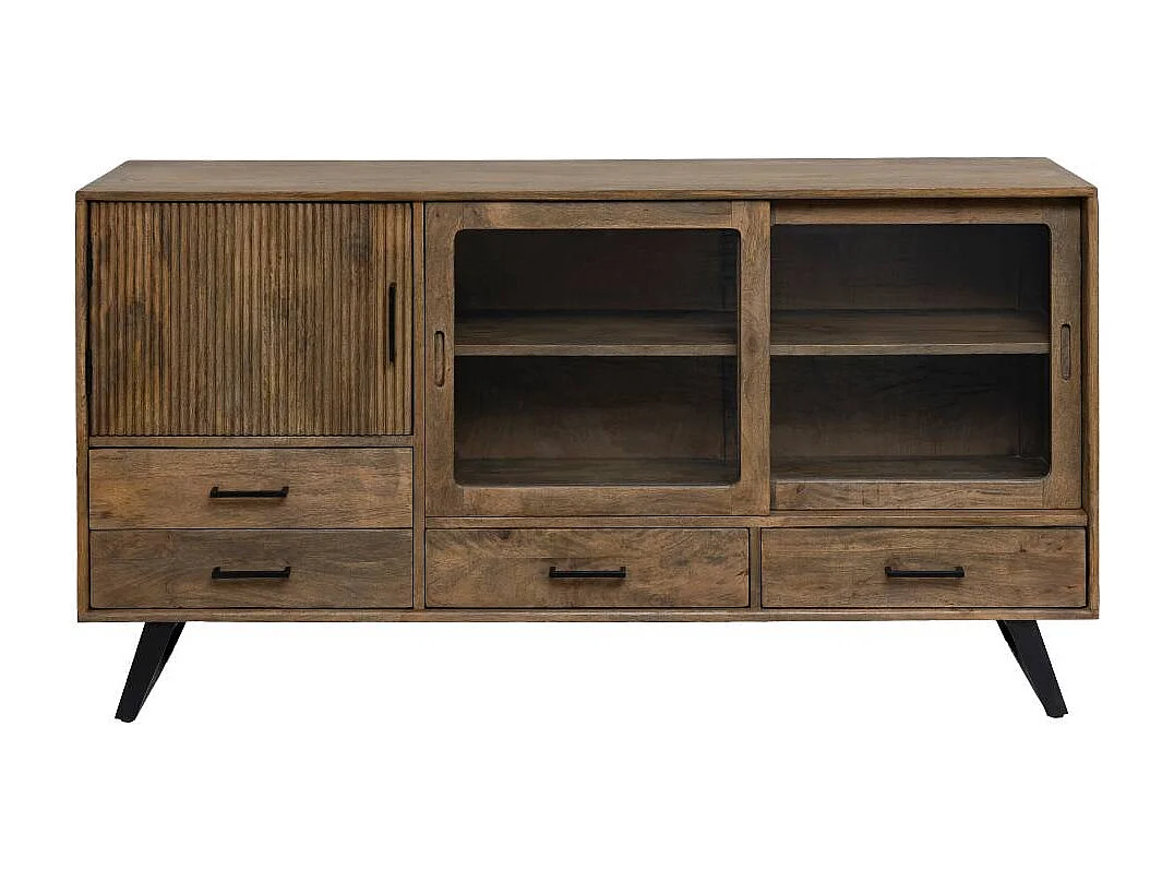 Buffet de madera de mango Joy con puertas de vidrio - Made in Meubles