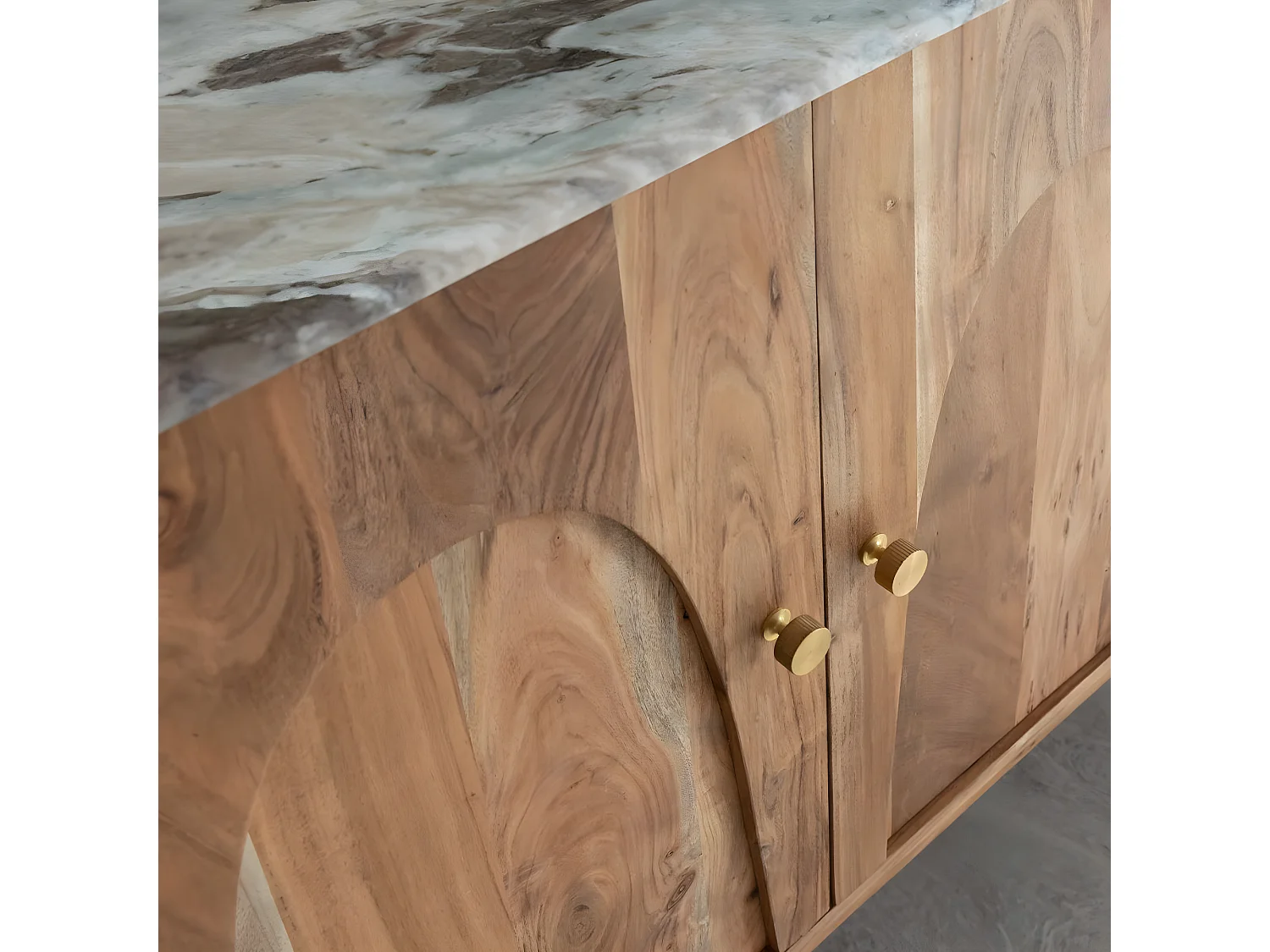 Buffet en marbre et bois d'acacia Calix