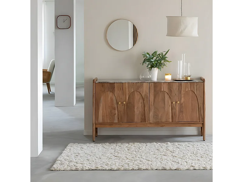 Buffet en marbre et bois d'acacia Calix