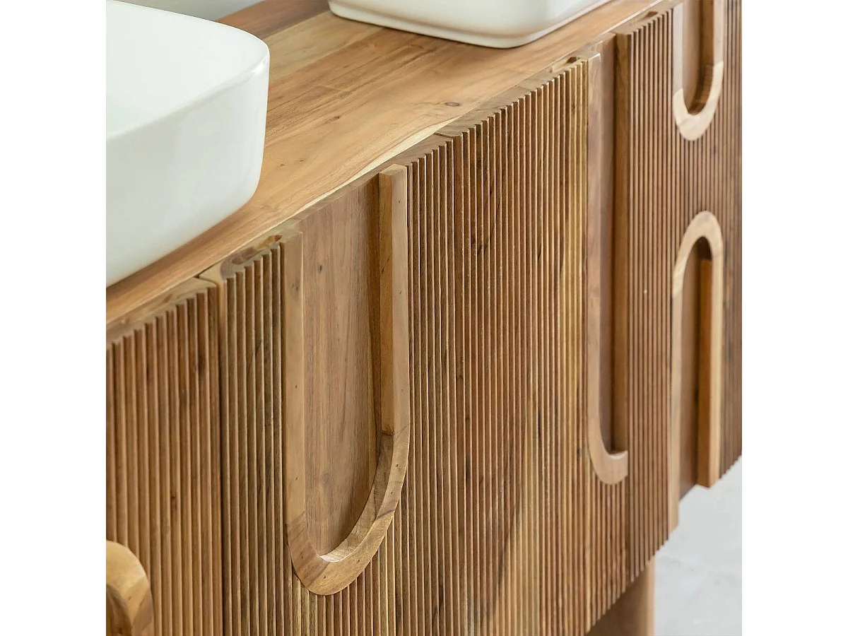 Meuble sous vasque en bois d'acacia foncé Tilio