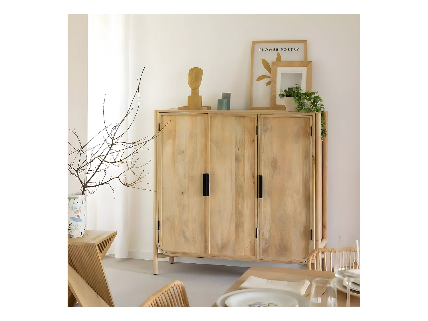 Buffet 3 portes en bois de manguier Nova