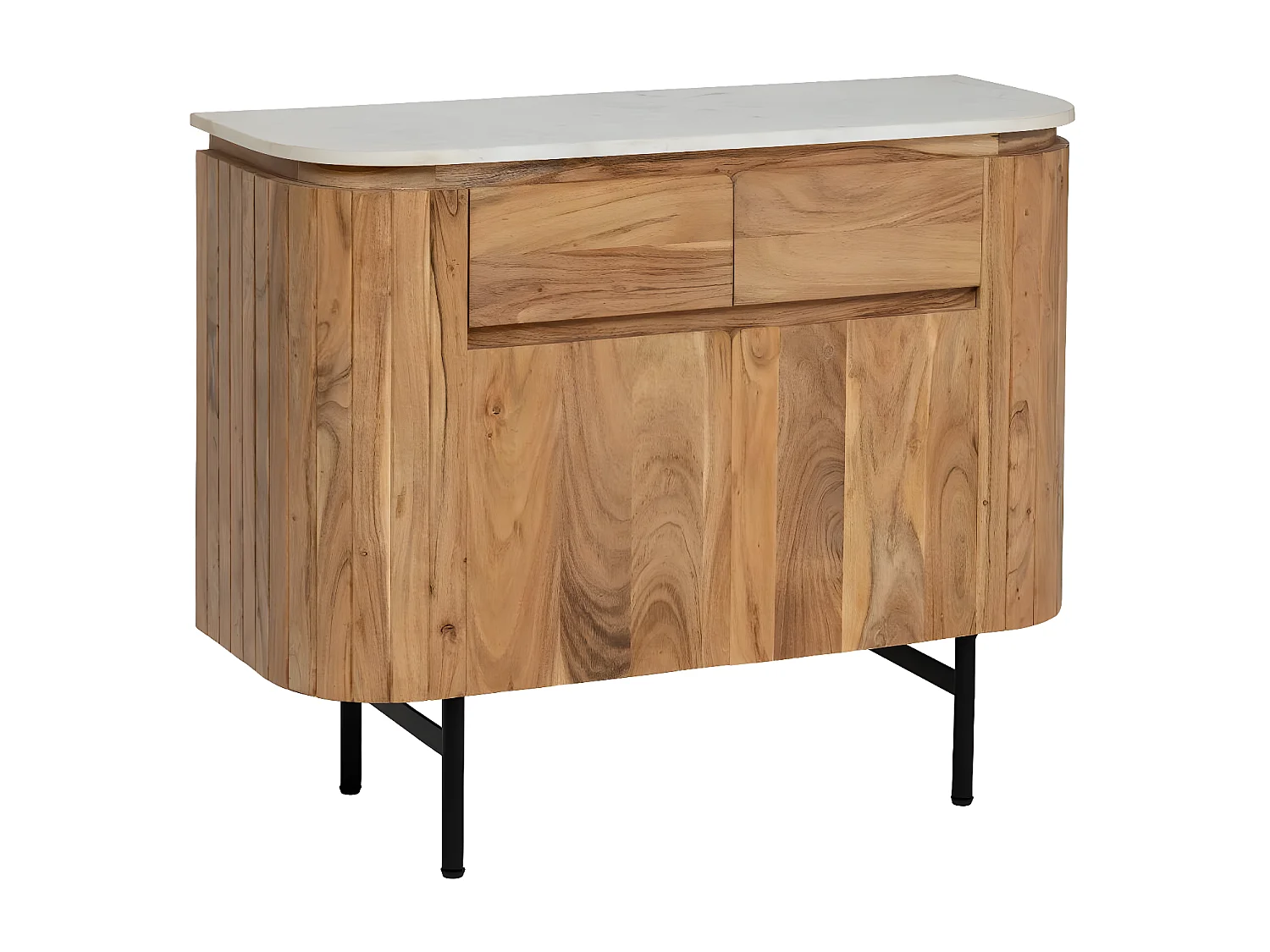 Buffet en bois d'acacia et en marbre blanc Rick