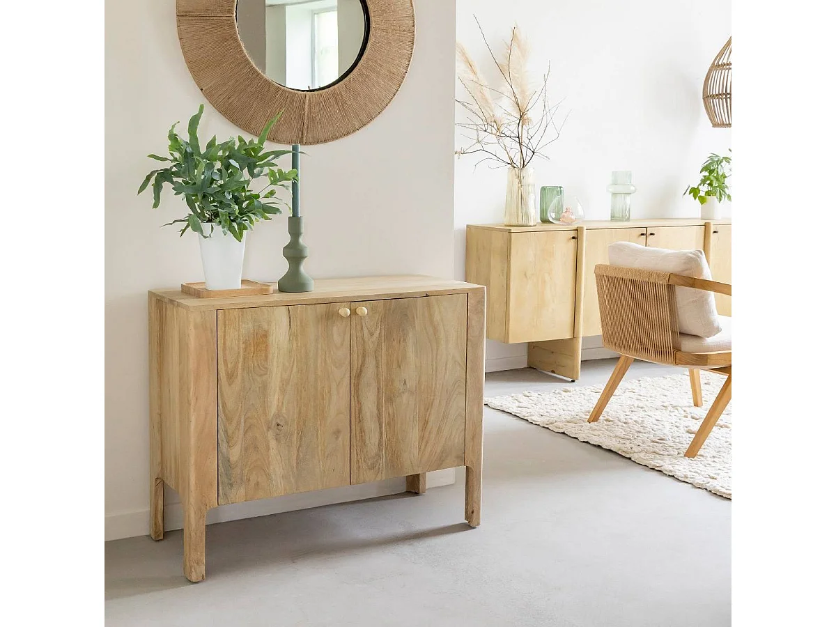 Buffet de madera de mango Tonin - Elegancia contemporánea para espacios reducidos