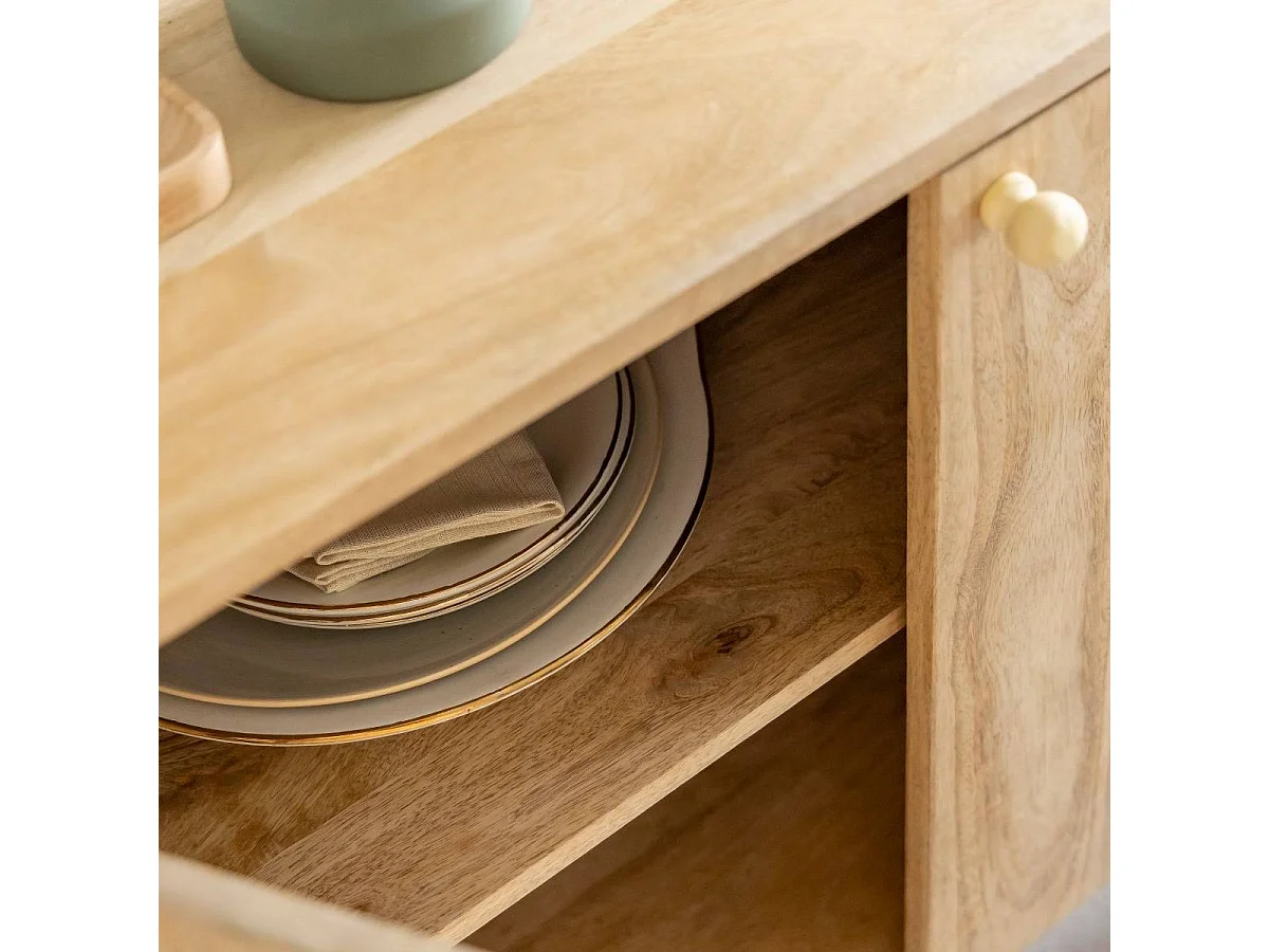Buffet de madera de mango Tonin - Elegancia contemporánea para espacios reducidos