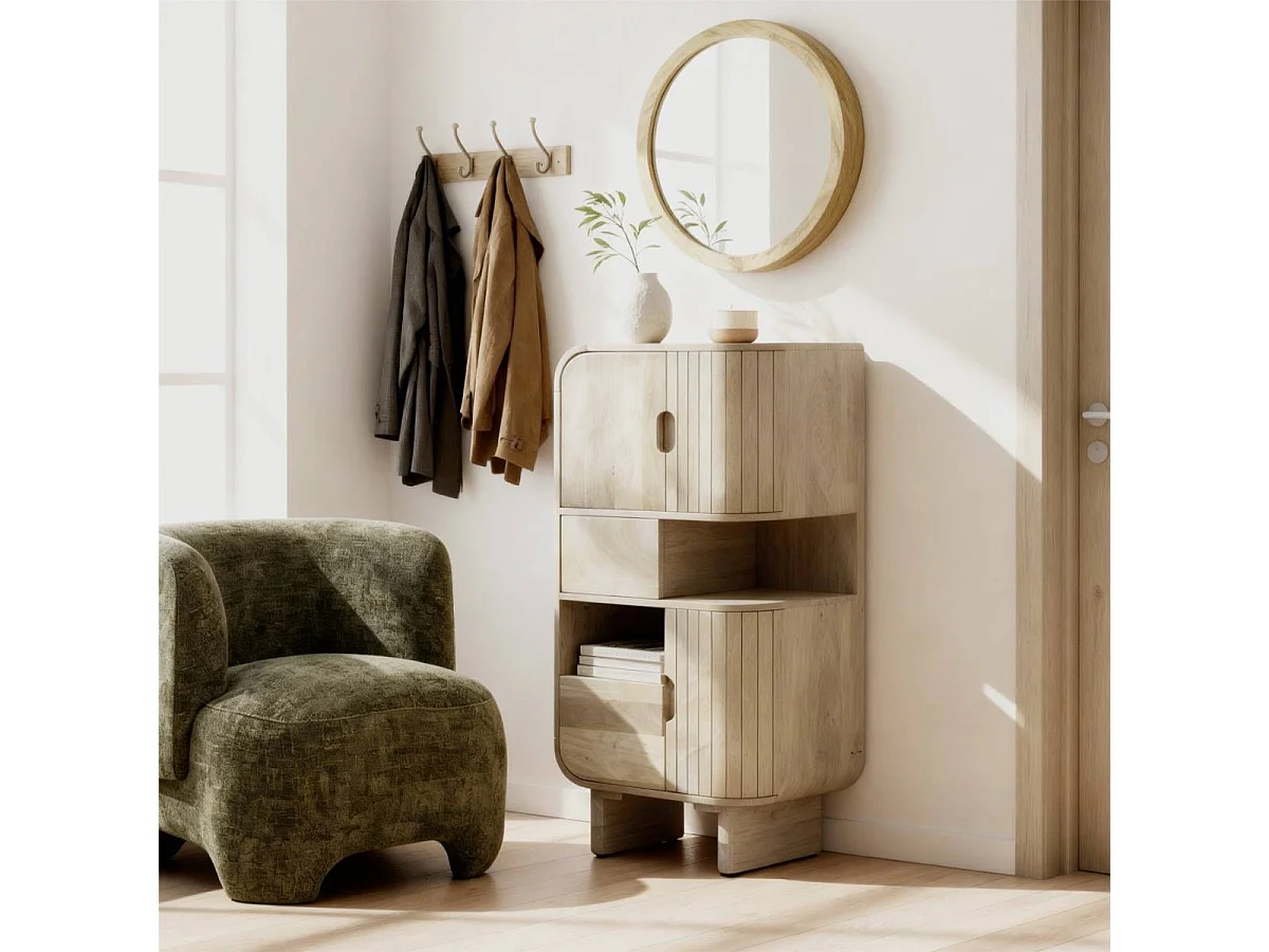 Buffet haut en bois de manguier clair Yoni